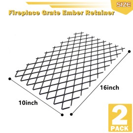 Powrocket 2 Pack Fireplace Grate Ember Retainer 16 x 10 Inch,Heavy Duty Solid Steel,Add Support to Fire Logs on Grate,Suitable for Most Indoor Fireplace and Outdoor Fire Pit