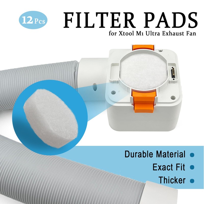 12pcs Filter Pads Compatible with Xtool M1 Ultra Exhaust Fan