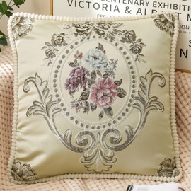 Elegant Antique Embroidery Floral Throw Pillow Case Sofa Home Decor Gift Washable (4. White)