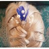 Bridal Bridesmaid Feather Hair Grip Prong, Royal Blue Feathers and