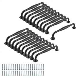 YAYODS Pack of 20 Cabinet Handles Black - Black Furniture Handles 128 mm Hole Spacing - Kitchen Handles Stainless Steel with Screws for Kitchen, Cabinet, Furniture, Drawers