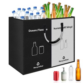 Deposit Bottles Collection Container 2 Compartments, Foldable, Waterproof Bottle Collector, Large Basket, Large Deposit Bottles Storage, Deposit Bottles Container Organiser, Kitchen Storage Room