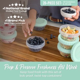 Bentgo Prep - 20 Piece 8 fl oz Leak-Proof Deli Containers with Lids, Food Storage for Meal Prep, Twist-Top, Reusable, PFAS & BPA-Free, Stackable, Microwave, Freezer, & Dishwasher Safe (Honeydew)