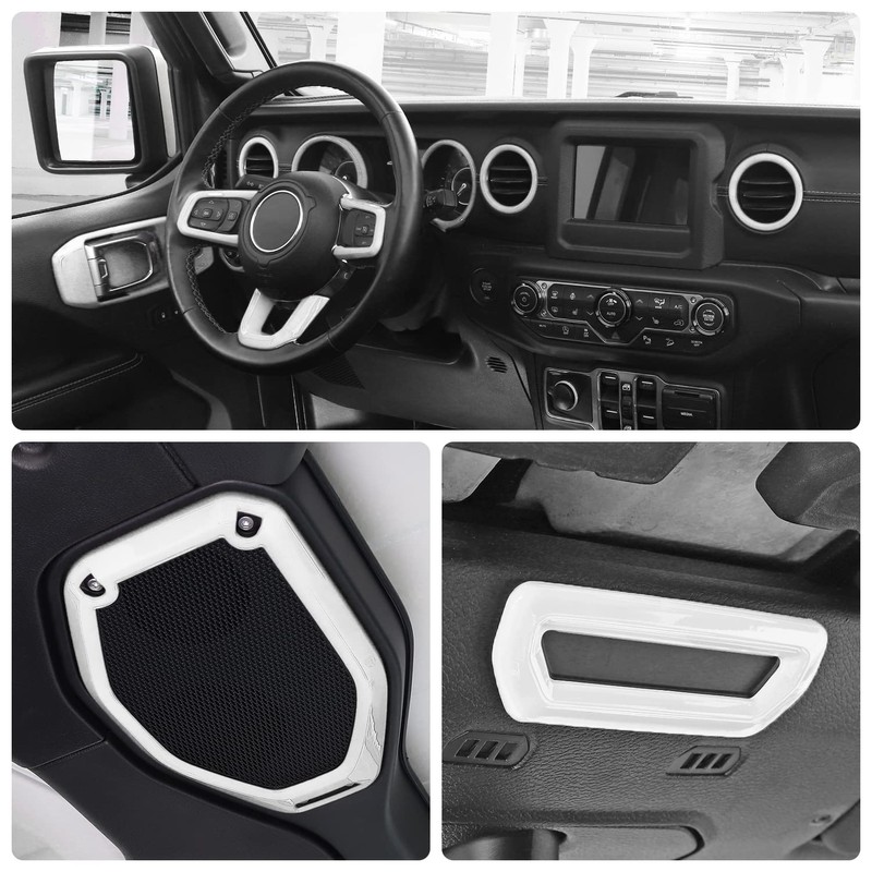 Jeliker for Wrangler JL Interior Trim Kit White Dashboard for