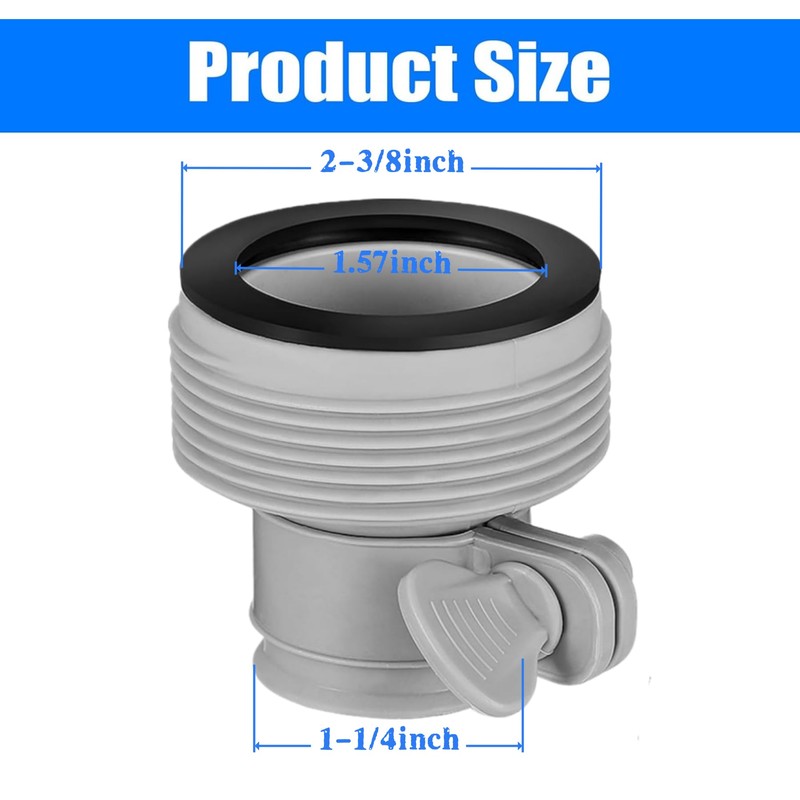 Pool Hose Adapter 1.25" to 1.5", 2 Packs, For Above