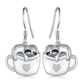 SVODEA Sloth Earrings 925 Sterling Silver Sloth Dangle Earrings Cute Animal Jewelry Gifts for Women