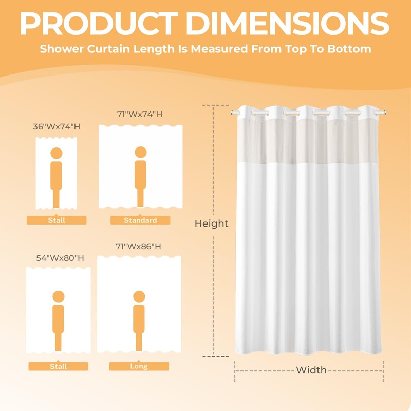 River Dream White Extra Long Shower Curtain or Liner with