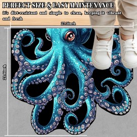 JPSBJWJ Octopus Tentacles Bath Mat - Octopu Bath Mats for Bathroom Blue Octopus Bathroom Rug Machine Washable Funny Rug for Room Decor,27.5"x23.6"