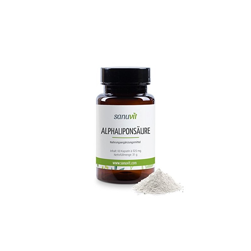 Sanuvit Alphaliponsäure 60 Kapseln - Reinstoffprodukt direkt vom Hersteller (hypoallergene