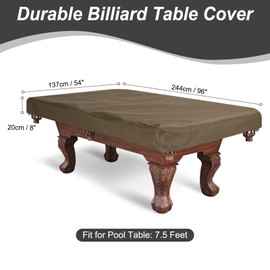PATIKIL Billiard Pool Table Cover 7.5 Feet, Oxford Waterproof Outdoor Indoor Dustproof Billiard Table Cover Billiards Accessories for Protecting Pool Table Home Club Bar, Brown