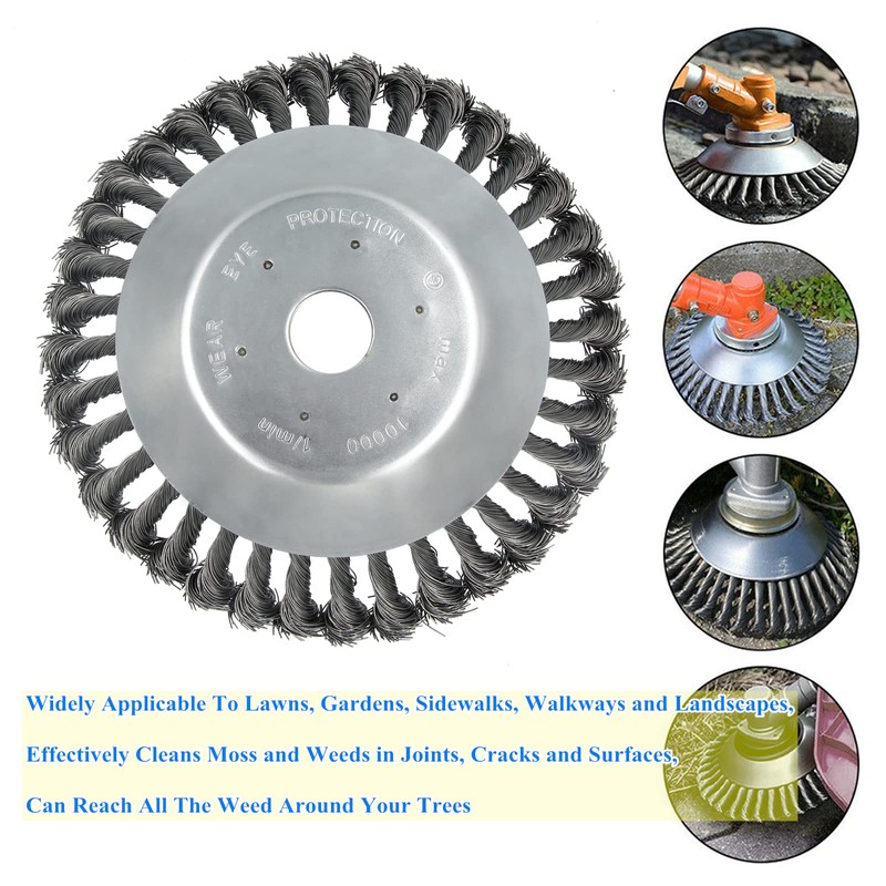 AILEETE 8'' Steel Wire Wheel Brush Weed Trimmer Head for