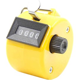 White Deer Hand Tally Counter 4 Digit Number Dual Clicker Golf Handy Convenient (Yellow)