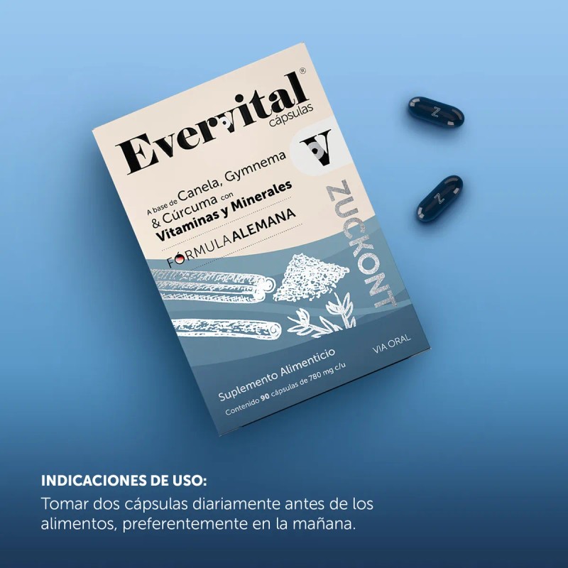 Everwital Zuckont – 90 Cápsulas de Suplemento para Control Glucémico