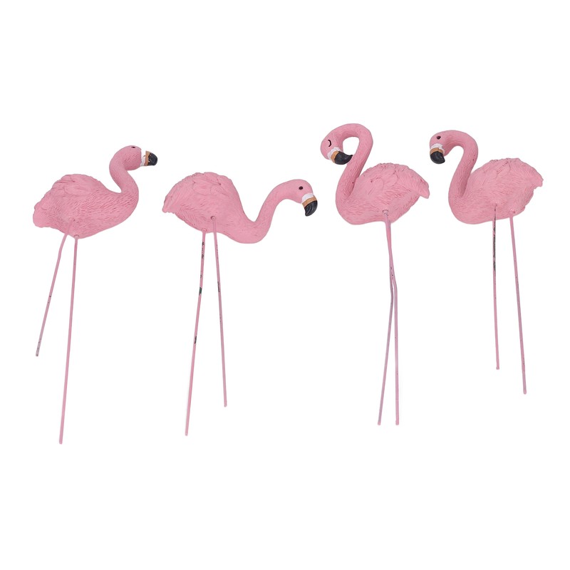 4 Pcs Pink Flamingo Garden Statue Fine Details Stylish Vivid