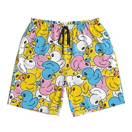 Lukbfall Colorful Rubber Ducks Mens Swim Trunks Quick Dry Cute Ducky Swim Shorts with Mesh Lining Breathable Men's Beach Pants Swimwear Bathing Suits,Medium