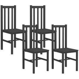 HOMCOM Dining Chairs, Set of 4 Farmhouse Kitchen & Dining Room Chairs with Slat Back, Pine Wood Seating for Living Room and Dining Room, Black