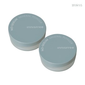 Innisfree No Sebum Powder Oil Removing Mineral Powder for All Skin Types 5g x 2 / 이니스프리 노세범 가루파우더 유분 제거 모든피부용 미네랄 파우더 5g 2개