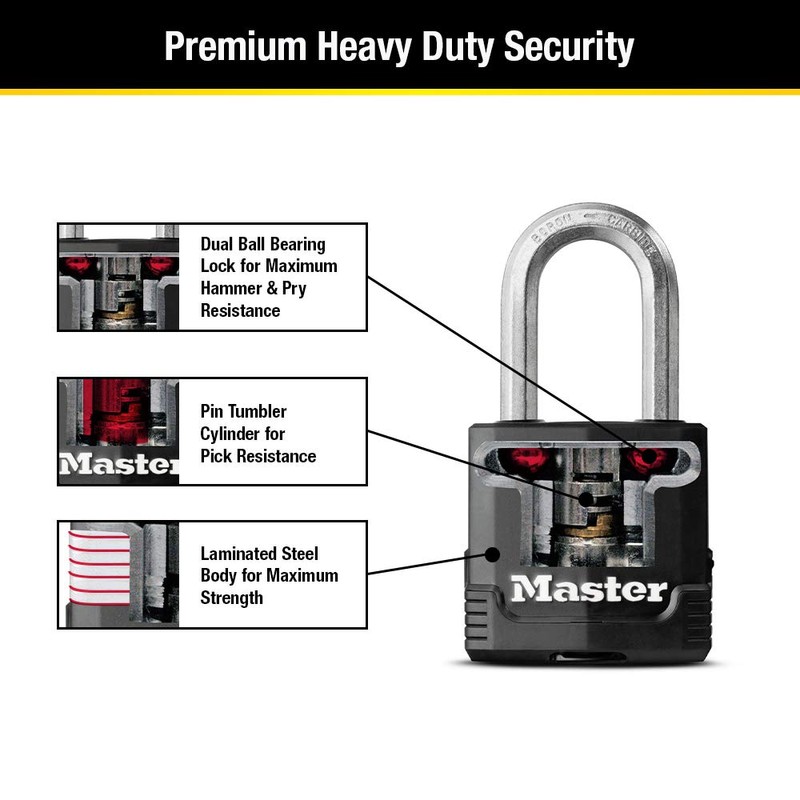 Master Lock Black Magnum Keyed-Alike Padlocks with All-Weather Cover, Outdoor