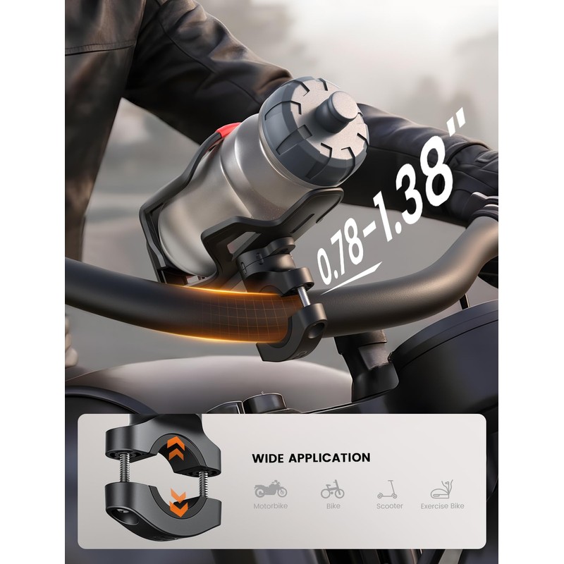 Lamicall Adjustable Bike Water Bottle Holder – [Hidden Tracker Storage]