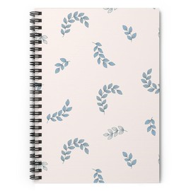 Botanical Spiral Notebook 'Plants Boho Pattern I Bohemian' College Ruled Journals for Women Notes Writing Work School Office, 6x8 Inches, Blue, Gray
