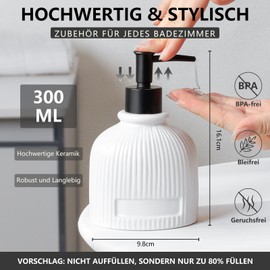 Nova Joy Kitchen Soap Dispenser, Hand Soap Dispenser Made of Ceramic, Soap Dispenser Bathroom and Kitchen, Soap Dispenser, Lotion Dispenser for Bathroom and Kitchen, Pump Dispenser