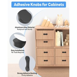 MeBantoo 4 Pack Adhesive Cabinet Handles, 3 Inch Self-Stick Knobs, Barn Door & Finger Pulls for Closets, Sliding Shower Glass Doors, Wardrobes, Drawers, Windows (4, Black)
