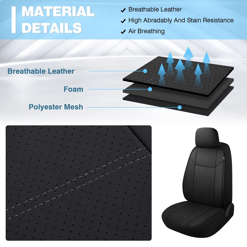 VarCozy Faux Leather Car Seat Covers Rear Set, Split Rear