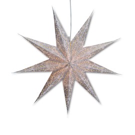 Illuminated 5-Point Star in White - 60 cm Paper Star, Christmas Star including Cable with Switch, 3.5 Metres