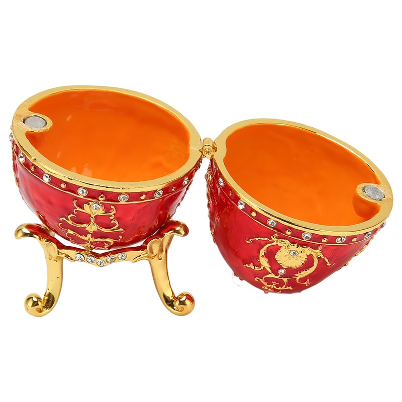 Egg Style Jewelry Trinket Box Zinc Alloy Hand Painted Enameled