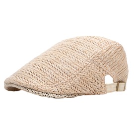 Straw Hat Men Flat Cap UK Casual Newsboy Hat Vintage Beret Summer UV Protection Grandad Fathers Day Outdoor Duckbill Ivy Cap