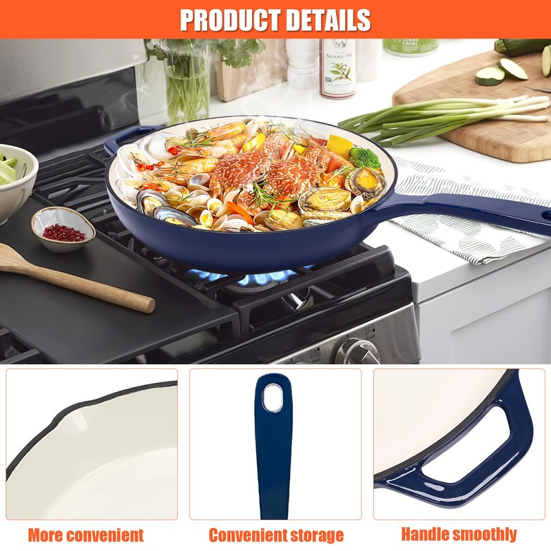 Nonstick Enameled Cast Iron Cookware - 3 enameled cast iron