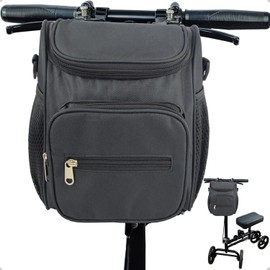 Mkuero Knee scooter Walker Handlebar Bag, Mobility Scooter Bag, Knee scooter Basket, Multiple Uses Handlebar Bag for Knee Walker, Bike, Scooter, Wheelchair, Knee Scooter Accessories Bag (Gray)