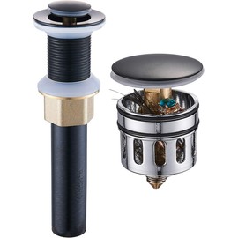 REGALMIX Oil Rubbed Bronze Pop UP Drain, Bathroom Vessel Lavatory Vanity Faucet Sink Stopper, Built-in Anti-Clogging Strainer, Fits Standard Drain Hole(1-1/2" to 1-3/4"),Without Overflow R085C-ORB…