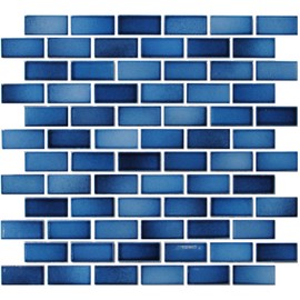 Glazed Indigo Blue Mosaic Ceramic Porcelain Tile Swimming Pool Bath Shower Wall 1” x 2” (1 SQ FT)