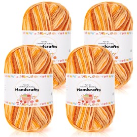 Aeelike 200 g (4 x 50 g) Colour Gradient Yarn Acrylic Wool Cotton, 5Ply Colour Gradient Cotton for Crocheting, Durable Crochet Wool Knitting Wool, Colourful Crochet Yarn, Wool Yarn, Highly Visible