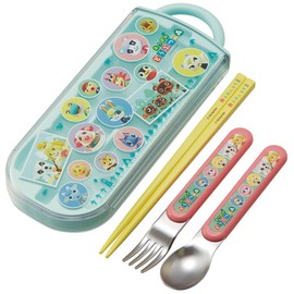 Skater TACC2AG-A Trio Set, Chopsticks, Spoon, Fork, Tumbled Animal Forest Children, Antibacterial, Made in Japan