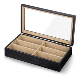 SRIWATANA Sunglasses Organizer Box, Christmas Gift, 6 Slot Eyeglasses Display Case Storage for Women Men, Weathered Black