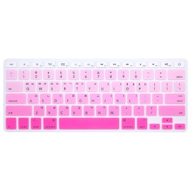 HRH Korean Silicone Keyboard Cover Skin for MacBook Old Air 13,for MacBook Pro 13/15/17(with or w/Out Retina Display,2015 or Older Version),for iMac Older USA(Not for MacBook 13 Air A1932)-Ombre Pink