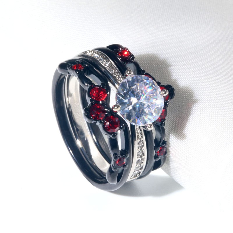 ringheart Couple Rings Black Matching Ring 1.5ct AAA CZ Women
