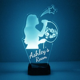 Music LED Lamp/Night Light - Free Personalization - Remote Control - Lights Up in 16 Colors (Singer)