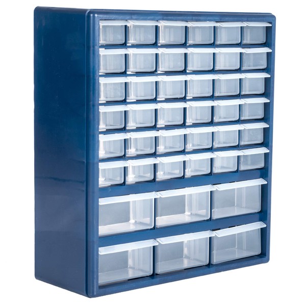 Plastic Storage Drawers – 42 Compartment Organizer – Desktop or Wall Mount Container for Hardware, Parts, Crafts, Beads, or Tools by Stalwart, 10 Targets