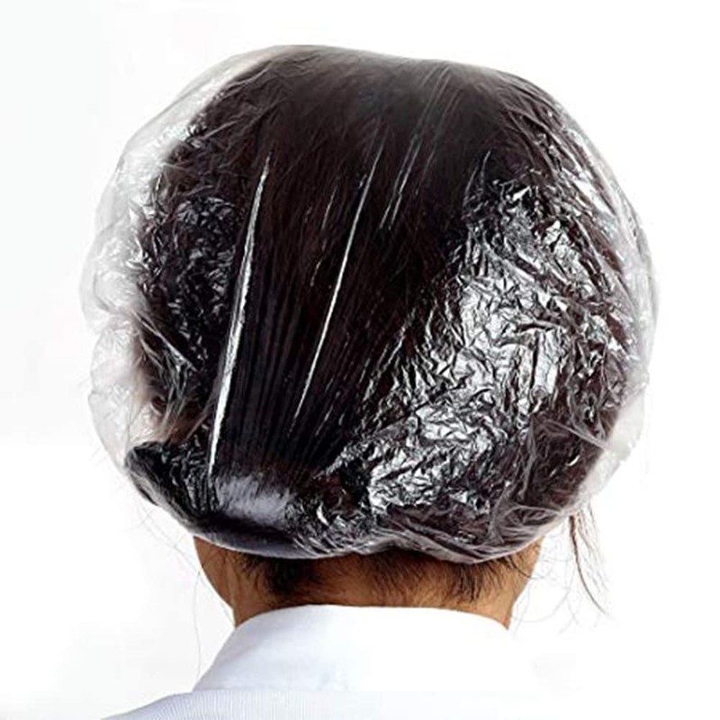 Disposable Shower Caps, Transparent, Pack of 100, Plastic Shower Caps,
