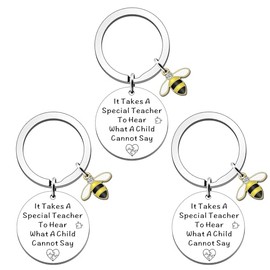 SDOFY 3Pcs Sen Teacher Gifts Thank You Bee Gifts Autism Teacher Appreciation Keyring