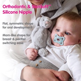 MAM Chupetes cómodos, chupetes recién nacidos (paquete de 2) chupetes MAM de 3 a 6 meses, el mejor chupete para bebés amamantados, chupete de silicona unisex