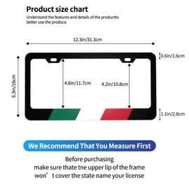 2pcs Italy Flag License Plate Frame Italian Flag License Plate Holder Aluminum Metal Auto Accessories Decoration Fits US Canada Standard Car License Plate Cover 2 Holes with Screws for Men Women
