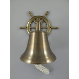 gr Maritime Ship Bell Brass Burnished Steering Wheel Ship House Bell Decoration