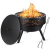 3-in-1 Fire Pit with Grill & Lid, 23" Outdoor Fire