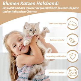 2er Pack Katzenhalsband mit Sicherheitsverschluss, Halsband Katze mit Glöckchen, Verstellbare Blumen Katzen Halsband, Katzen Halsbänder, Cat Collar, 22-29cm, Mandel, Grün