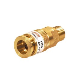 Ibeda DKG Gas Quick Coupling with Male Thread in Set with D1 Coupling Pin with Union Nut for Fuel Gas G3/8 LH, Oxygen 1/4 RH, Inert Gas G 1/4 Inch RH, Design: Oxygen G 1/4 Inch RH