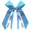 Cheer Sequin Hair Bow, Made in the USA, White Pony Band (Turquoise), many colors
